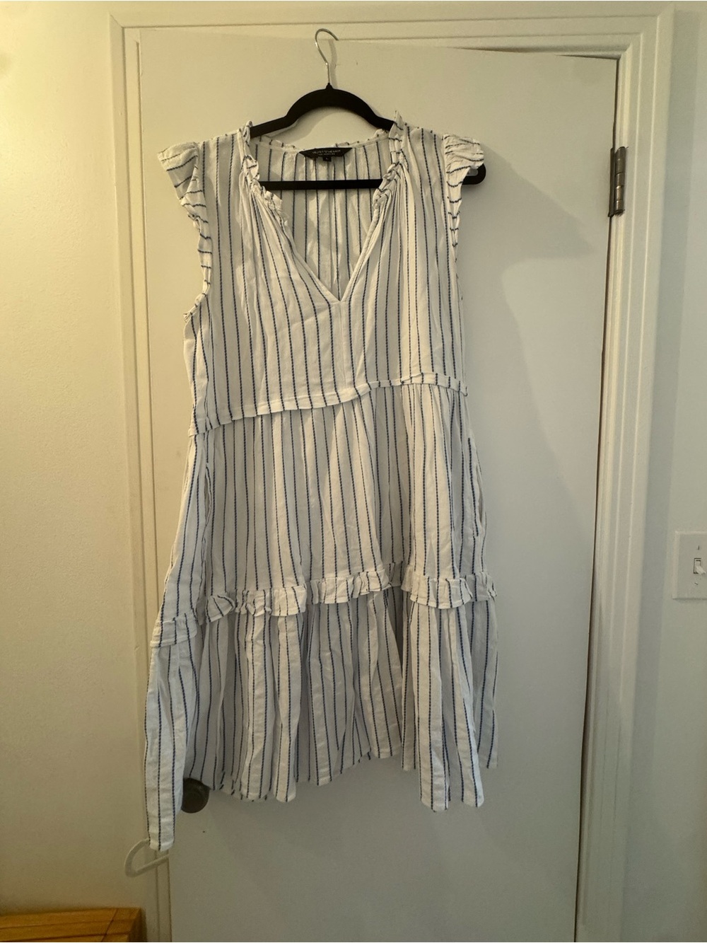 Lightweight White and Navy Striped Summer Dress